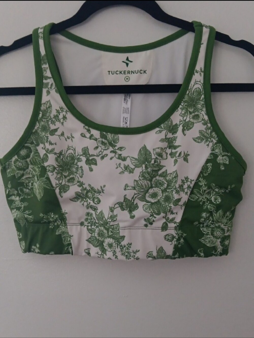 Tuckernuck White and Green Floral Athletic Bra #3655